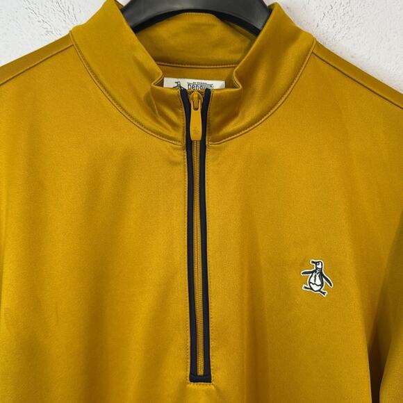 Original Penguin Men Gold Zip Up Sweater with Standing Collar Size XXL - Picture 3 of 7